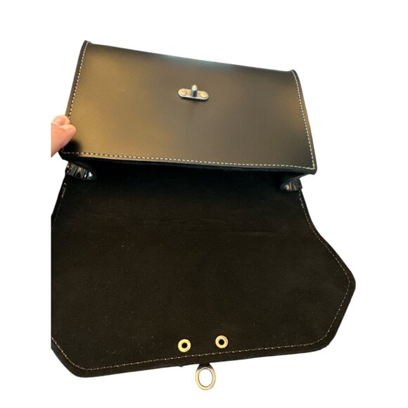 Sue Carson Saddles Black Bag Pouch Antique Nickel Clasp Lock - Picture 10 of 10